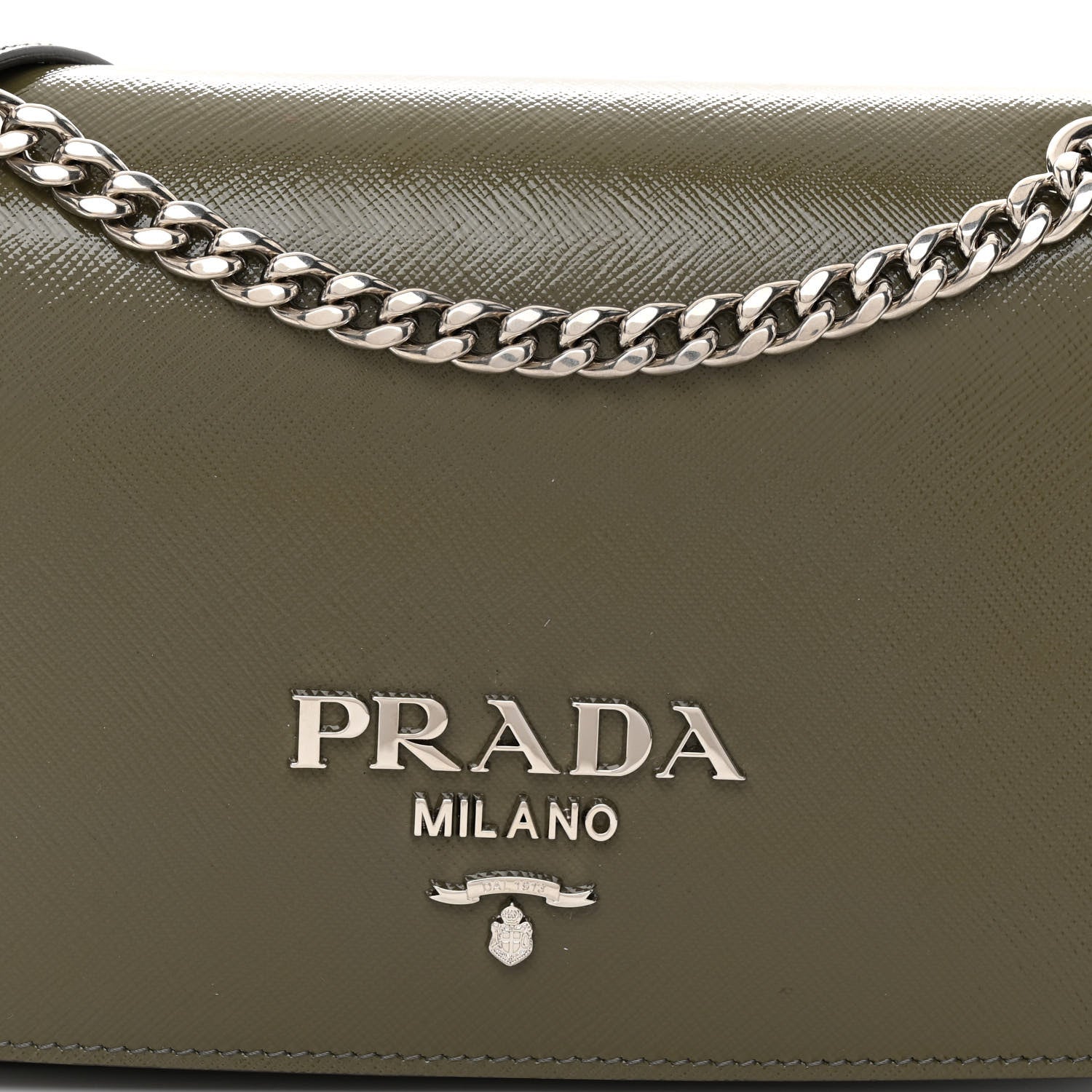 Prada Saffiano Vernice Flap Chain Crossbody Bag Marmo 7 of 10