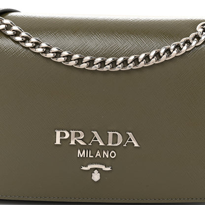 Prada Saffiano Vernice Flap Chain Crossbody Bag Marmo 7 of 10