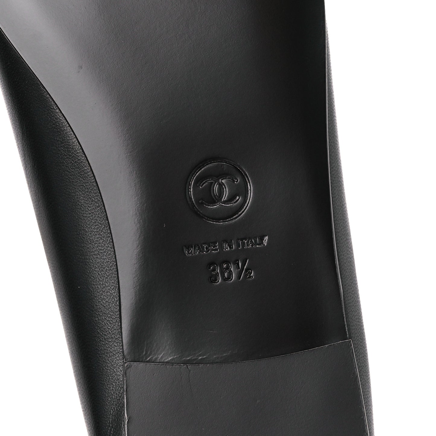 Lambskin Patent Cap Toe CC Ballerina Flats 38.5 Black
