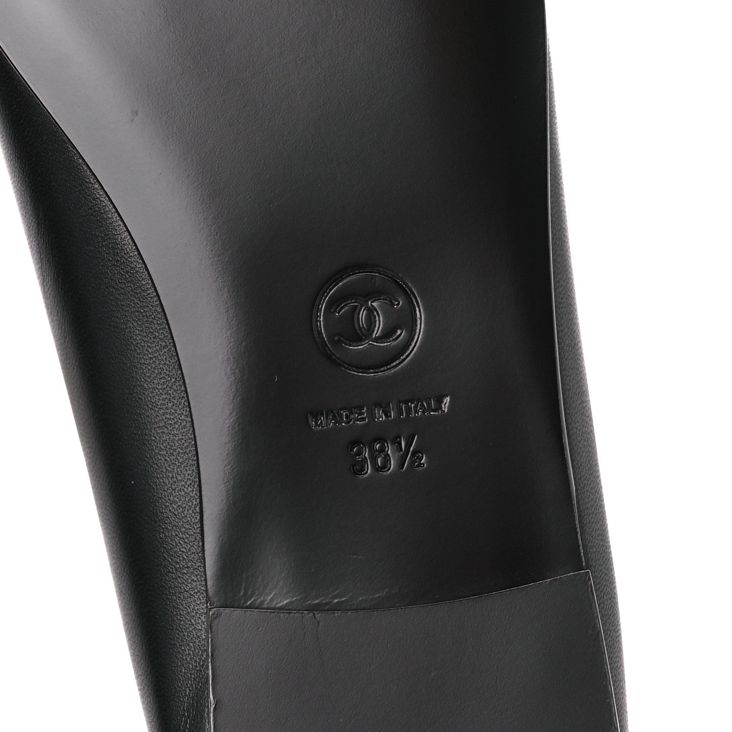 Chanel Lambskin Patent Cap Toe CC Ballerina Flats 38.5 Black 6 of 9