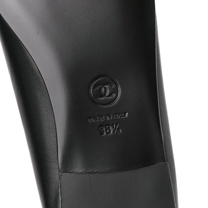 Chanel Lambskin Patent Cap Toe CC Ballerina Flats 38.5 Black 6 of 9