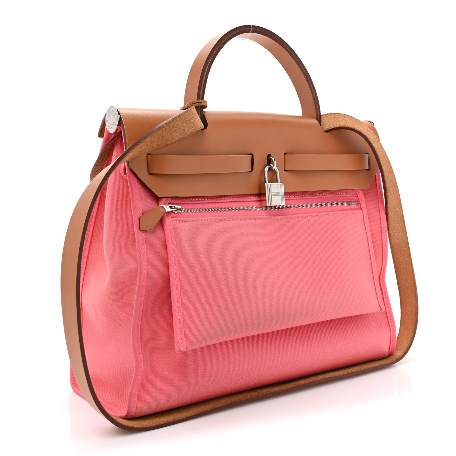 Hermes Vache Hunter Toile Herbag Zip 31 PM Rose Azalee Natural 5 of 17