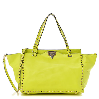 Valentino Garavani Vitello Medium Rockstud Tote Yellow Fluo 1 of 11