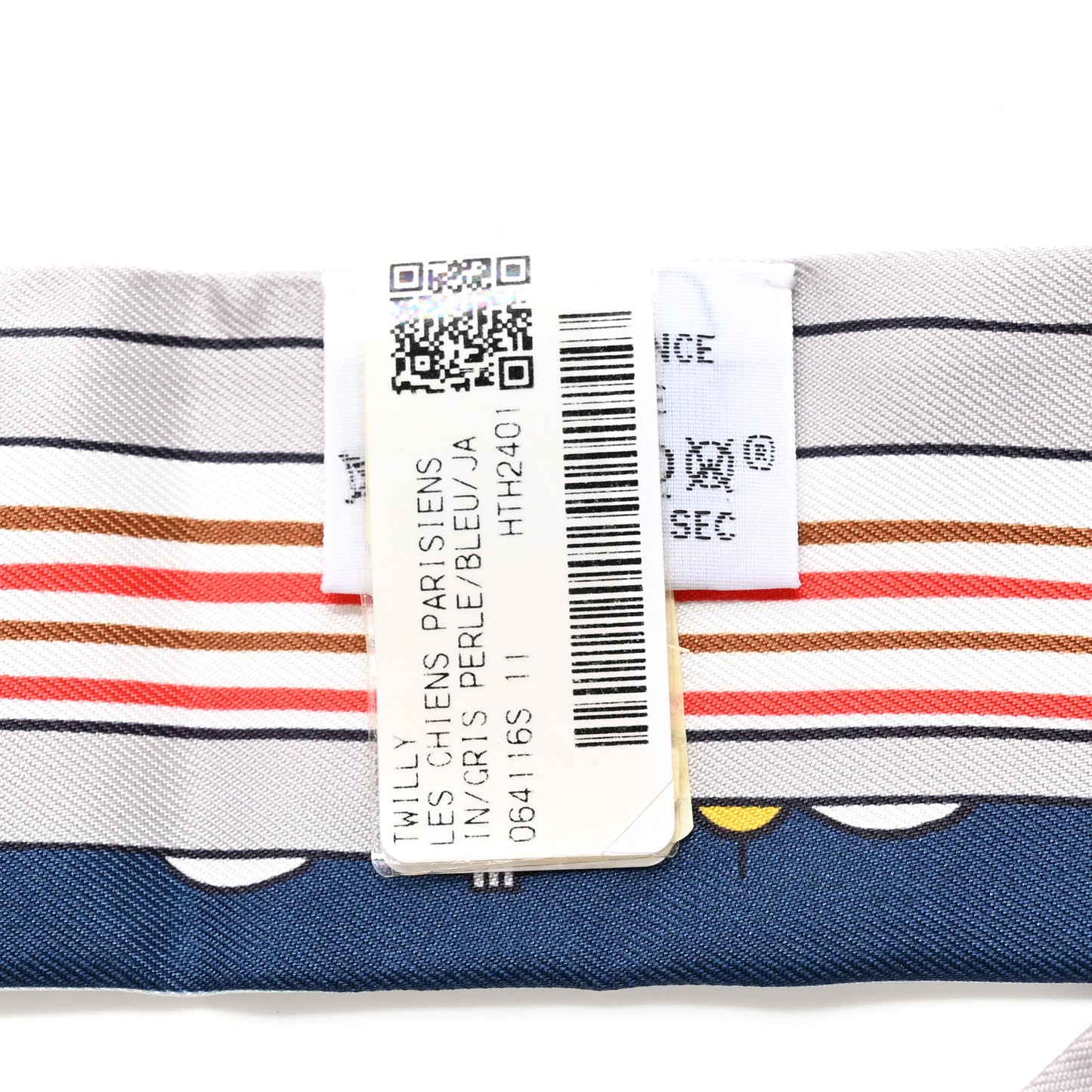 Silk Les Chiens Parisiens Twilly Gris Perle Bleu Jaune