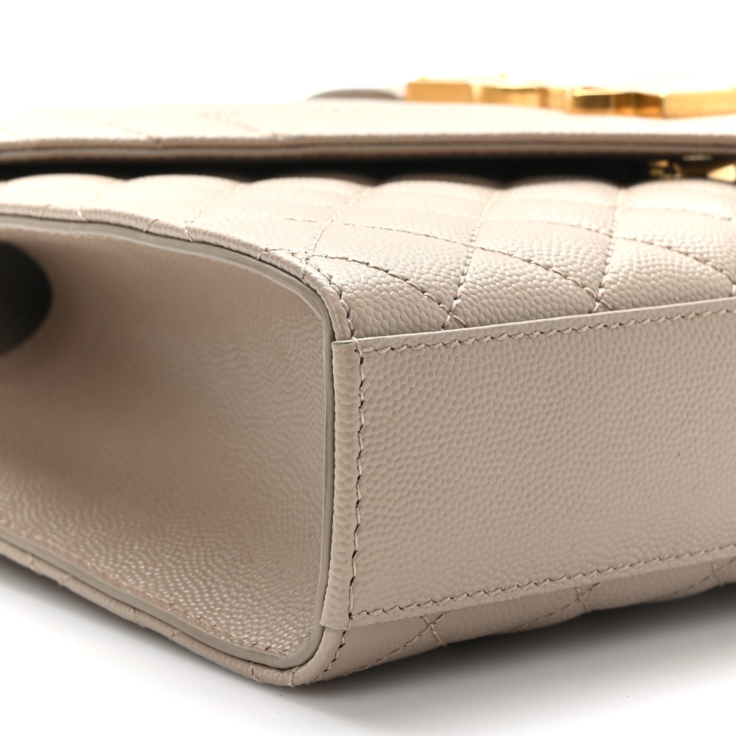 Saint Laurent Grain De Poudre Textured Mixed Matelasse Medium Triquilt Monogram Satchel Greyish Brown 7 of 9