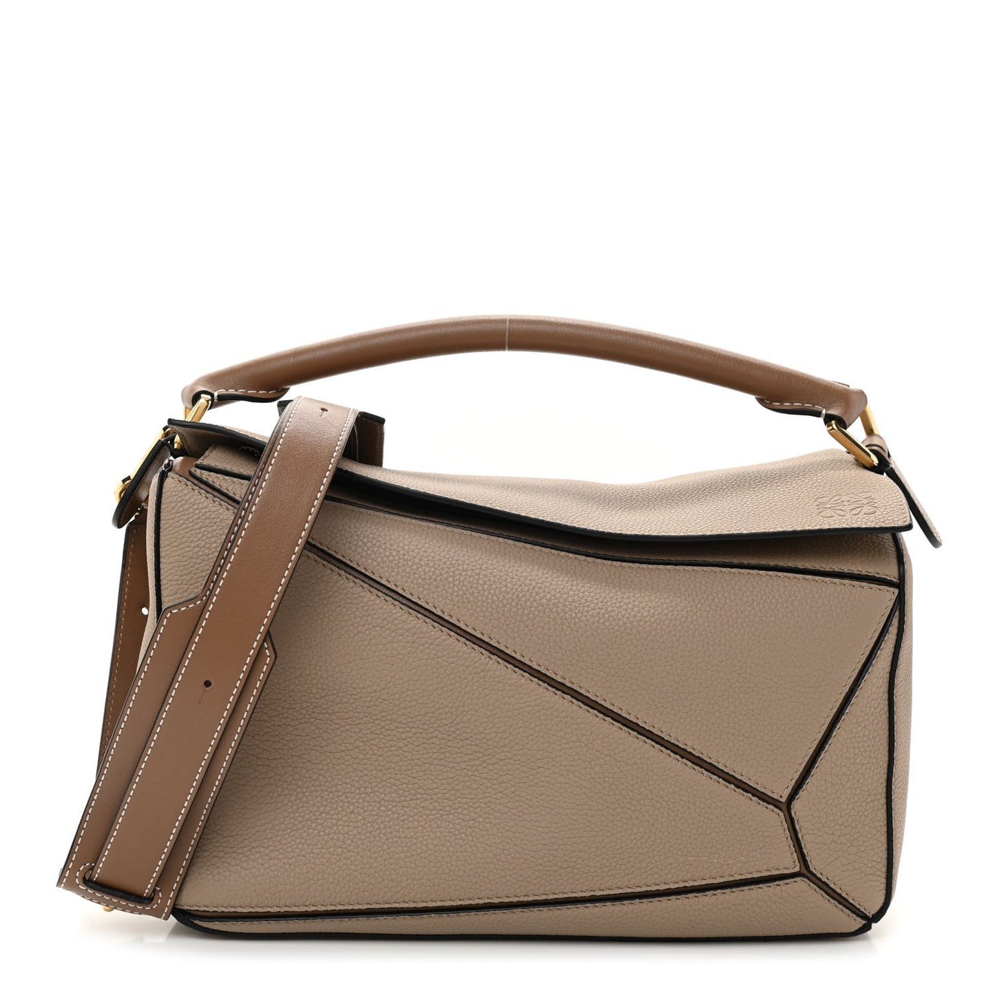 Grained Calfskin Medium Puzzle Bag Sand Mink