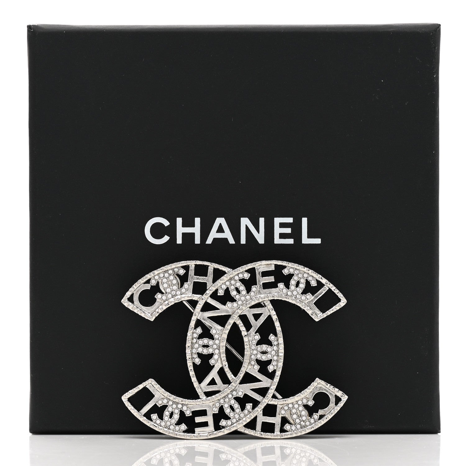 Chanel Crystal CC Brooch Silver 5 of 5