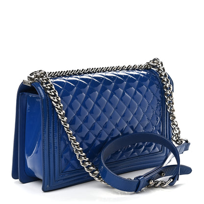 Chanel Patent Calfskin Quilted New Medium Plexiglass Boy Flap Blue 2 of 9