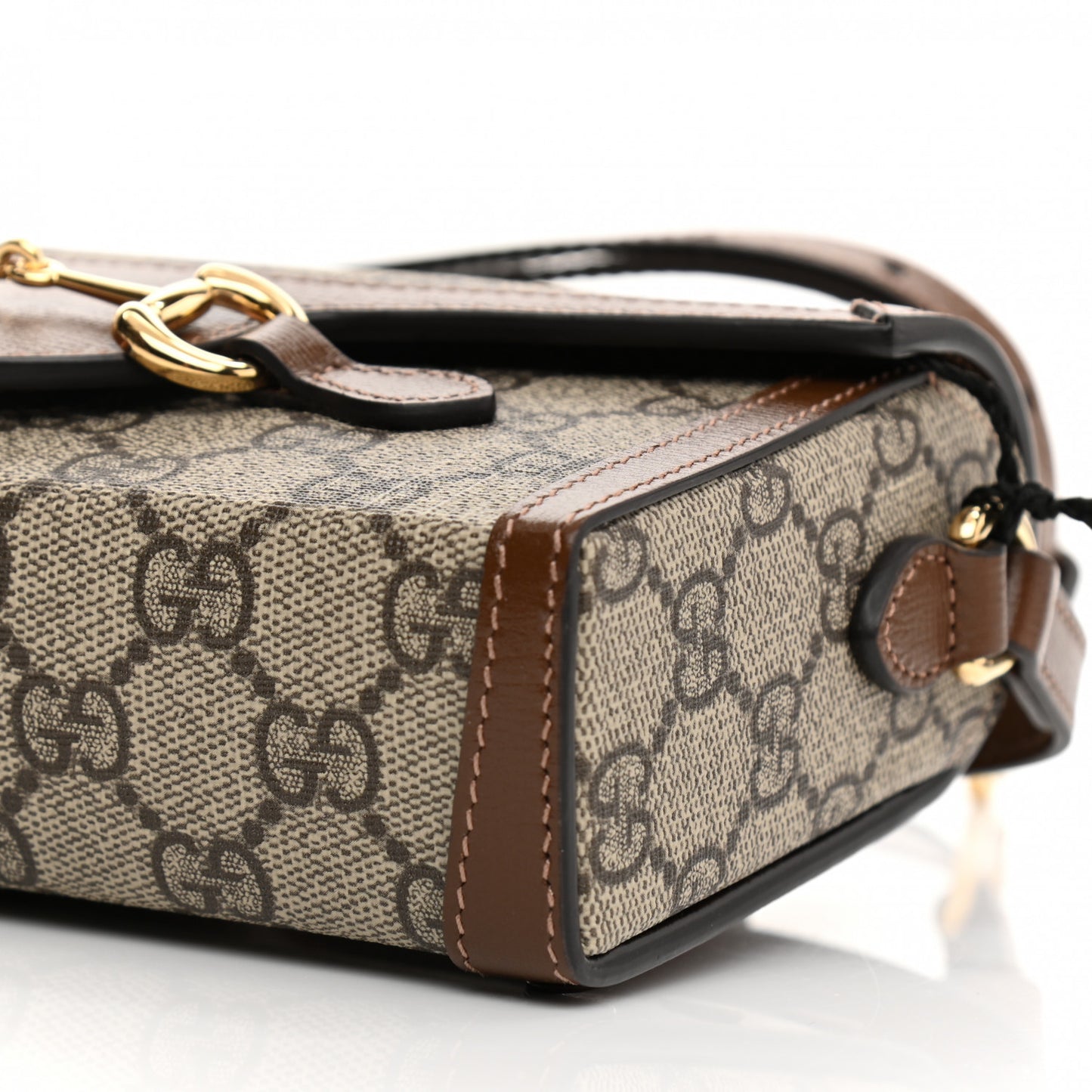 GG Supreme Monogram Mini Horsebit 1955 Shoulder Bag Beige Brown Sugar