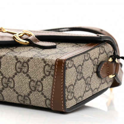 Gucci GG Supreme Monogram Mini Horsebit 1955 Shoulder Bag Beige Brown Sugar 9 of 9
