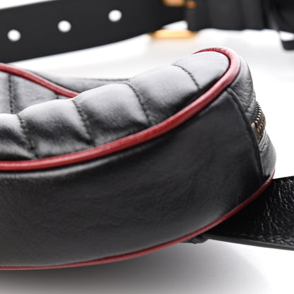 Gucci Azalea Calfskin Matelasse Diagonal Torchon GG Marmont Belt Bag 85 34 Black Romantic Cerise 9 of 9