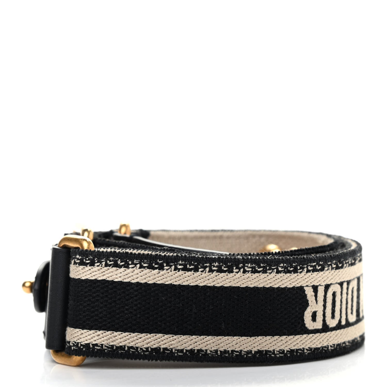 Christian Dior Canvas Embroidered Shoulder Strap Black 2 of 5