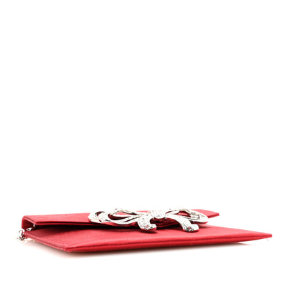 Judith Leiber Crystal Satin Bow Clutch Crimson Silver 4 of 9