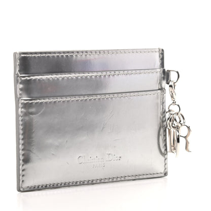 Christian Dior Metallic Patent Micro-Cannage Lady Dior Card Holder Silver 3 of 8