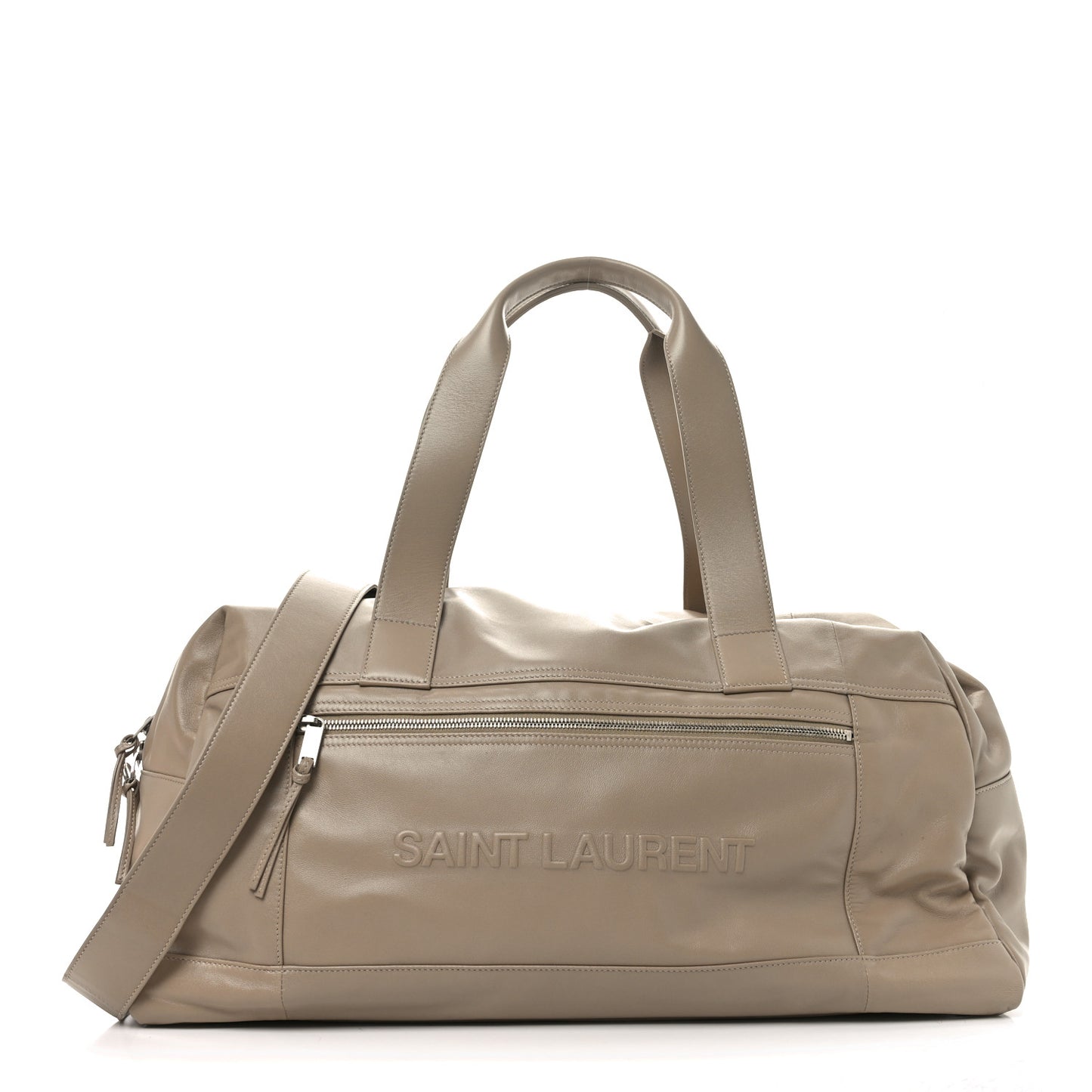 Lambskin Embossed Logo Holdall Bag Beige