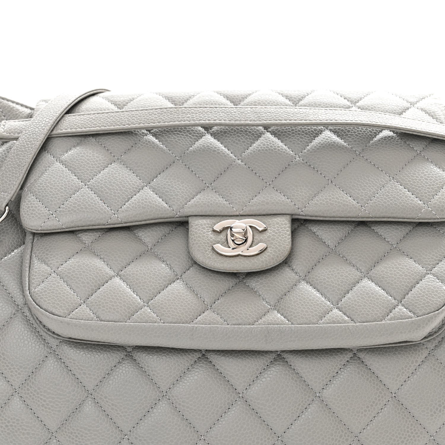 Chanel Caviar Quilted Maxi Paris Edinburgh Flap Light Grey 8 of 13