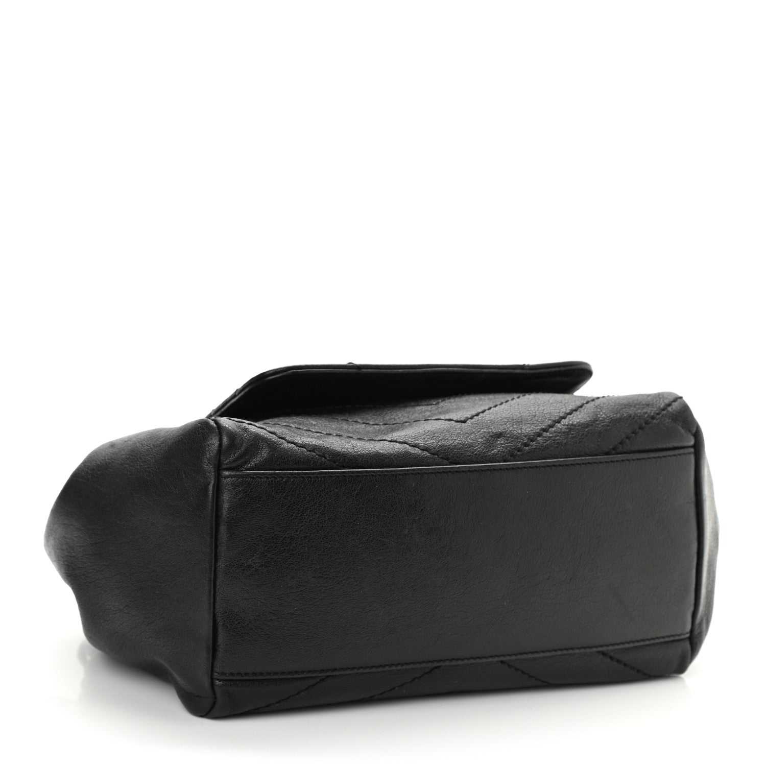 Saint Laurent Pebbled Lambskin Chevron Monogram Small Nolita Black 4 of 8