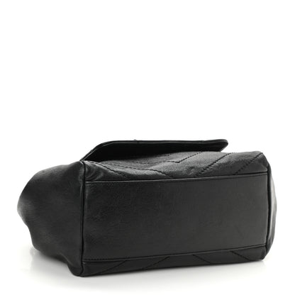 Saint Laurent Pebbled Lambskin Chevron Monogram Small Nolita Black 4 of 8