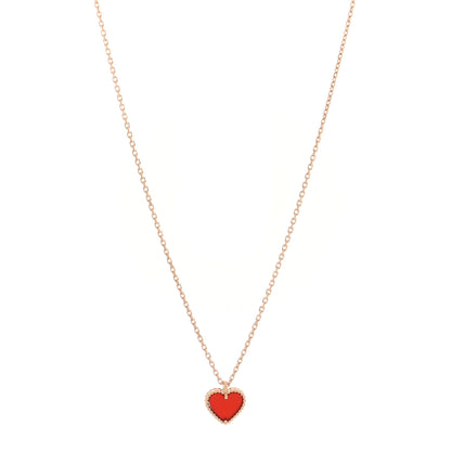 Van Cleef & Arpels 18k Rose Gold Carnelian Sweet Alhambra Heart Pendant Necklace 1 of 5