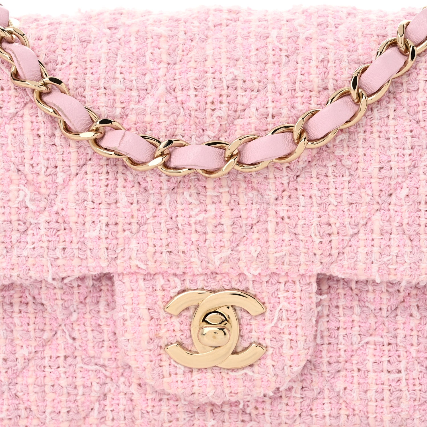 Chanel Tweed Quilted Mini Rectangular Flap Pink 8 of 10