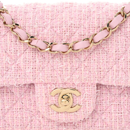 Chanel Tweed Quilted Mini Rectangular Flap Pink 8 of 10