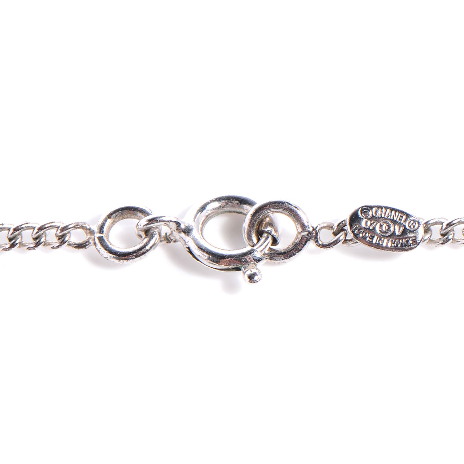Chanel Crystal CC Necklace Silver 3 of 5