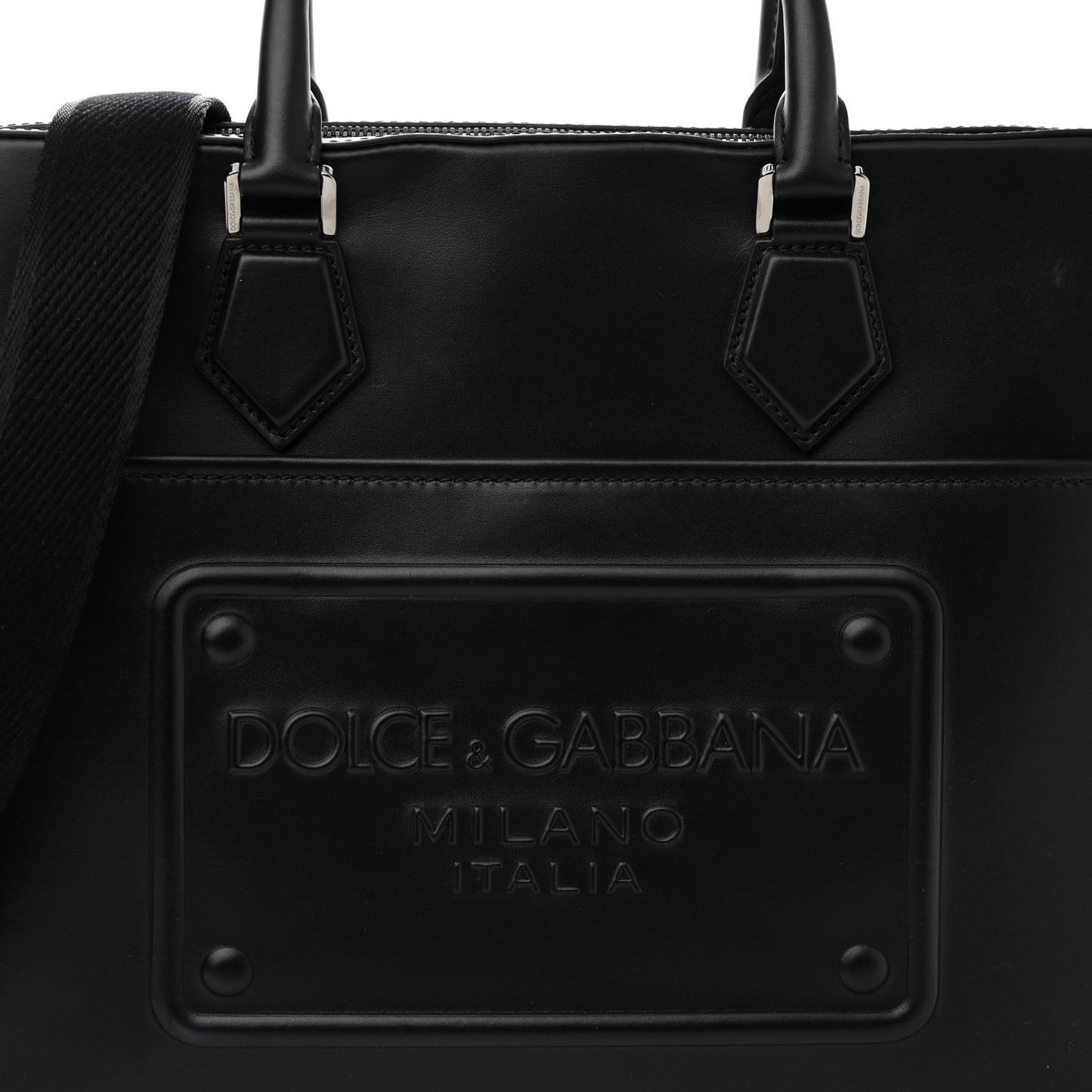Calfskin Embossed Briefcase Black