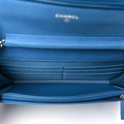 Chanel Iridescent Caviar Quilted Wallet on Chain WOC Blue 5 of 13