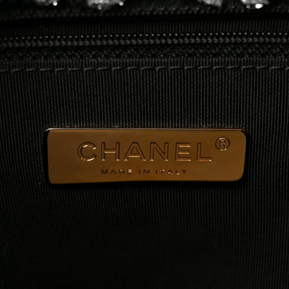 Chanel Tweed Quilted Large Chanel 19 Flap Black Silver Ecru 6 of 11