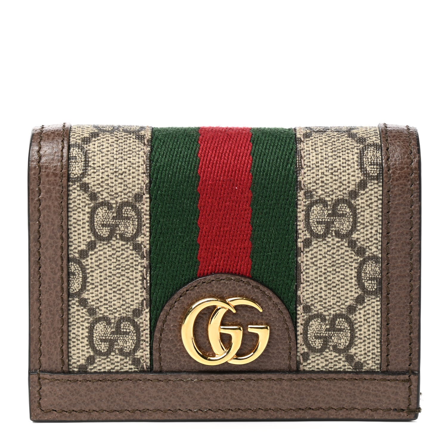 Gucci GG Supreme Monogram Web Ophidia Card Case Beige New Acero 1 of 6