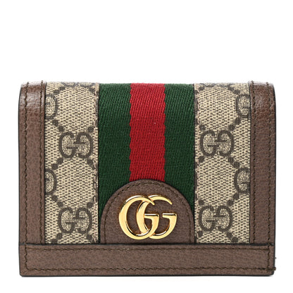 Gucci GG Supreme Monogram Web Ophidia Card Case Beige New Acero 1 of 6