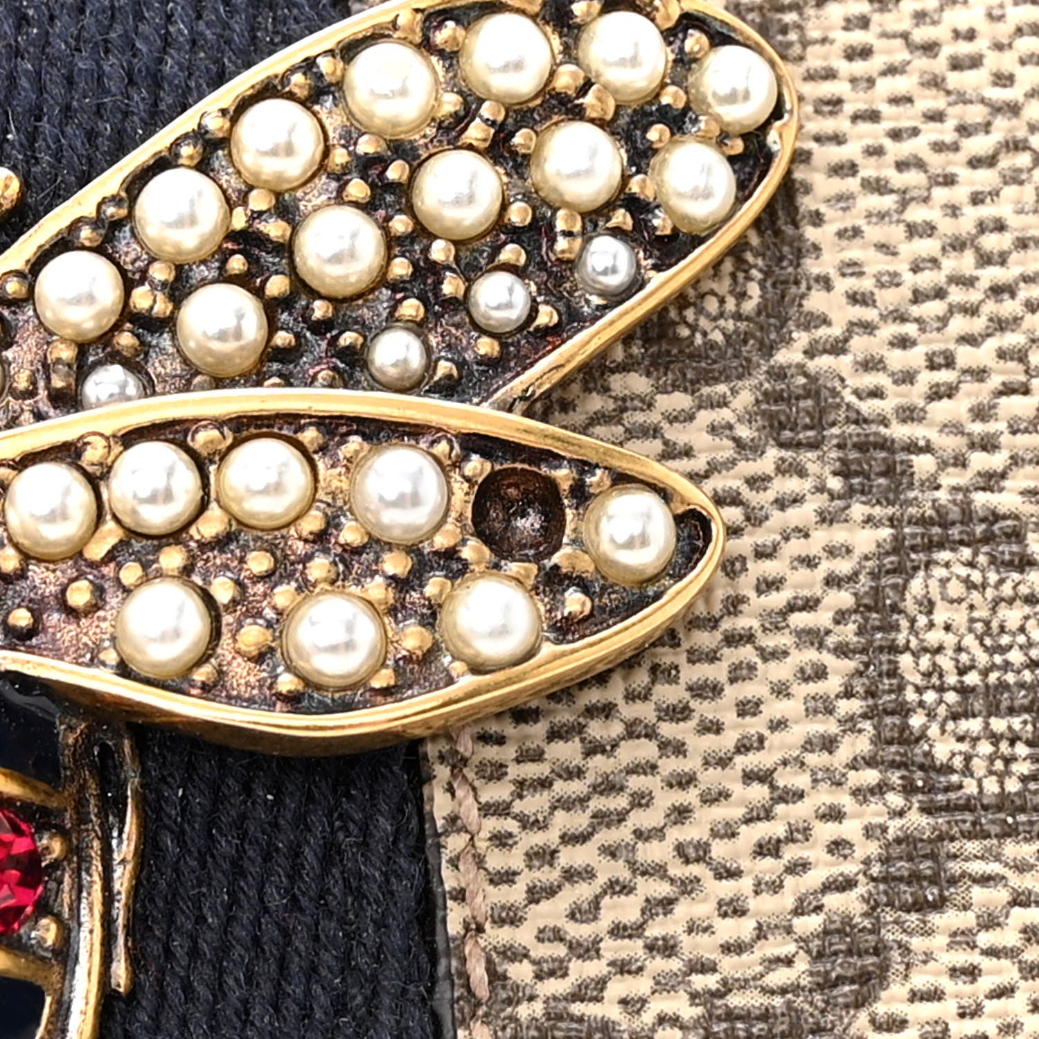 Gucci GG Supreme Monogram Web Queen Margaret Chain Wallet Red 12 of 13