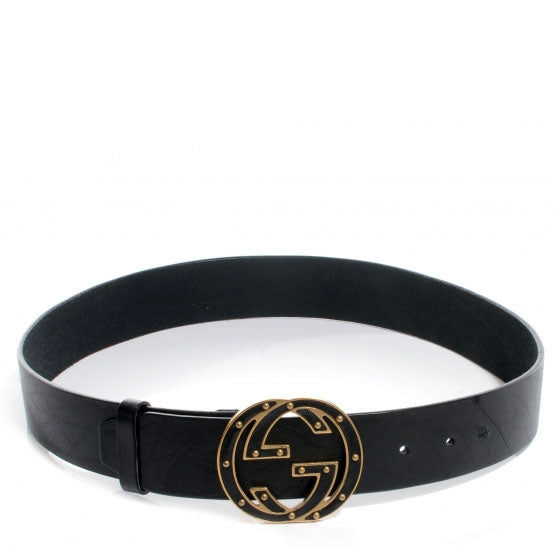 Leather Blondie GG Buckle Belt 80 32 Black