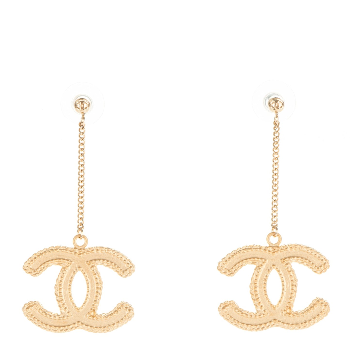 CC Drop Earrings Matte Gold