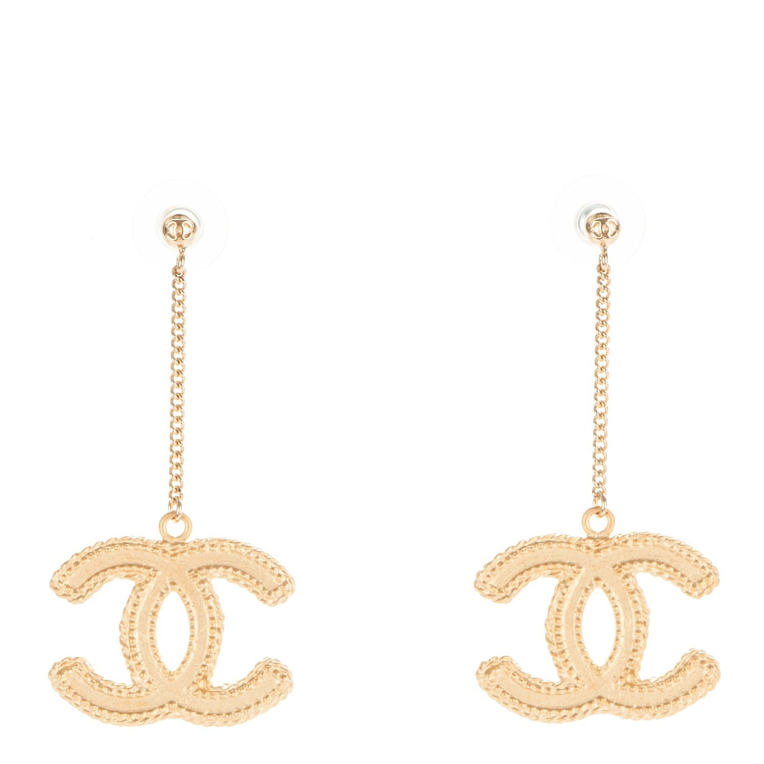 Chanel CC Drop Earrings Matte Gold 1 of 4