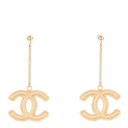 Chanel CC Drop Earrings Matte Gold 1 of 4