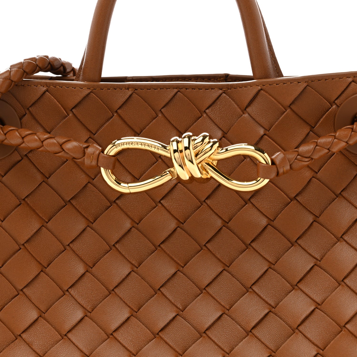 Bottega Veneta Nappa Intrecciato Small Andiamo Shoulder Bag Amber
