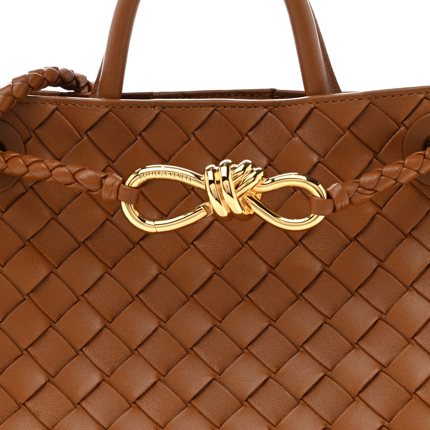 Nappa Intrecciato Small Andiamo Shoulder Bag Amber