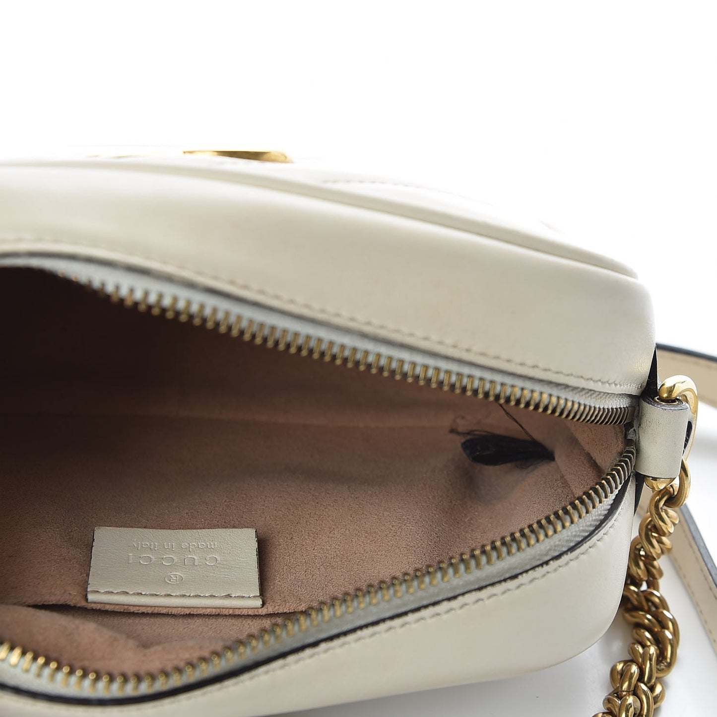 Calfskin Matelasse Mini GG Marmont Chain Shoulder Bag White
