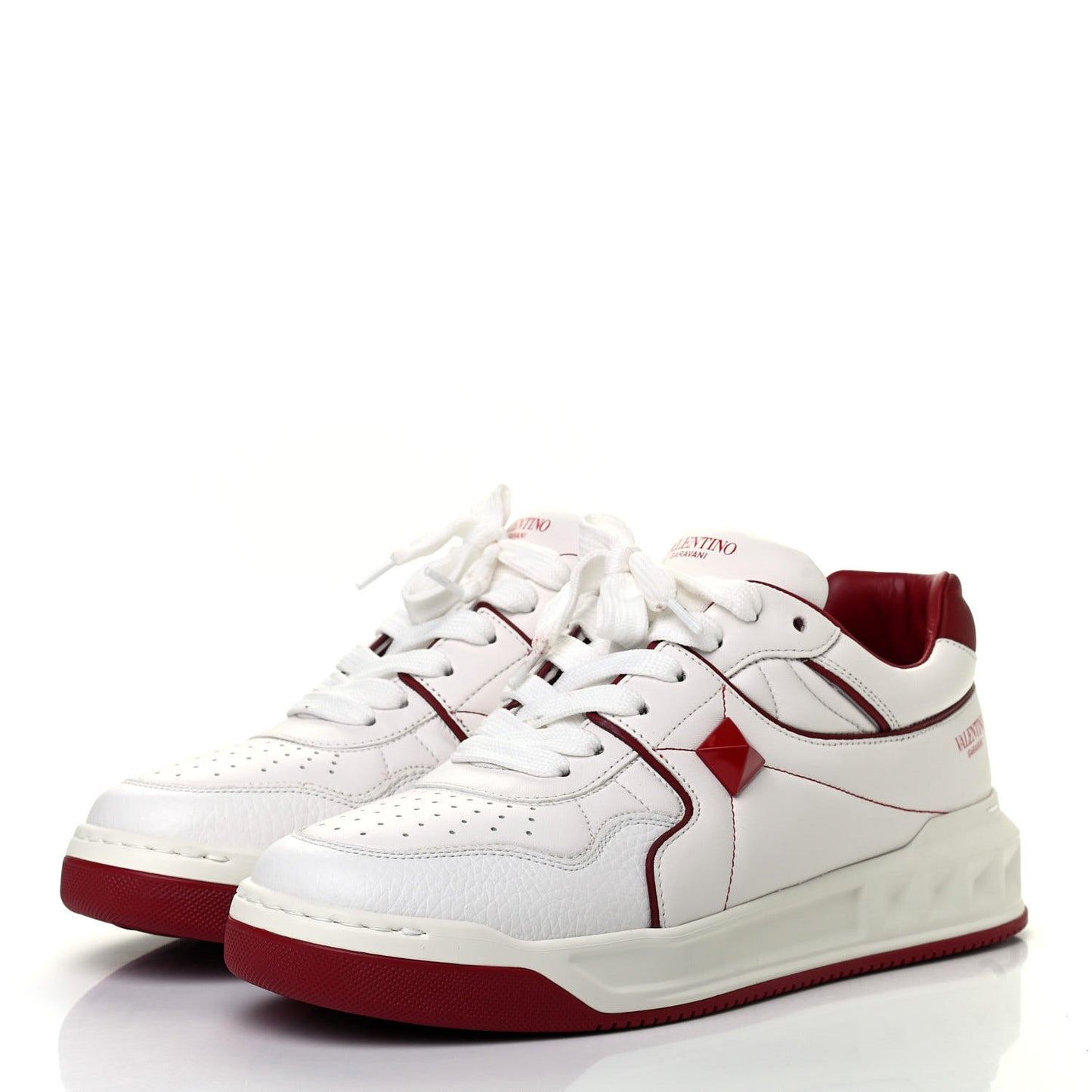 Nappa Mens One Stud Low Top Sneakers 41 White Valentino Red