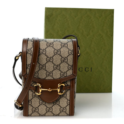 Gucci GG Supreme Monogram Mini Horsebit 1955 Crossbody Bag Beige Brown Sugar 11 of 11