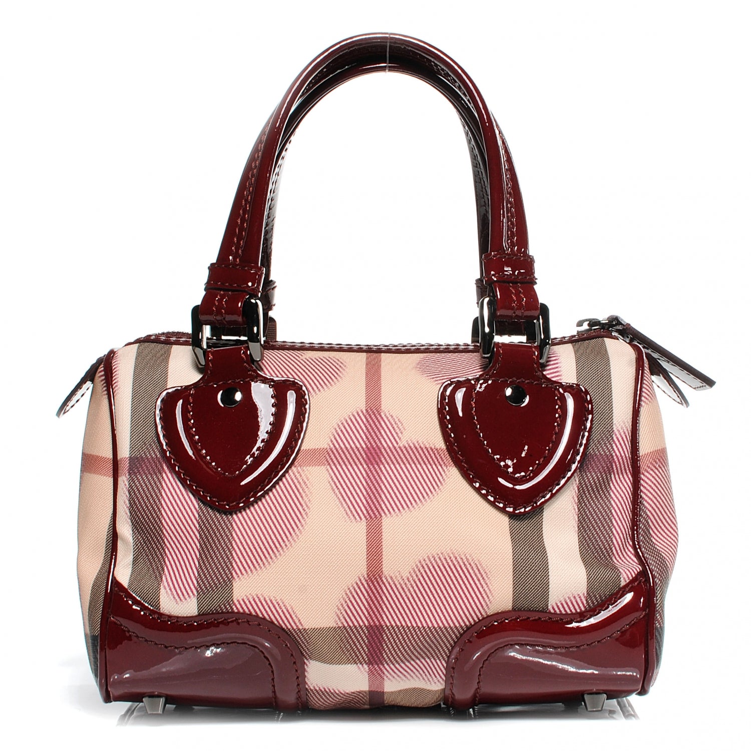 Burberry Nova Check Heart Small Chester Bowling Bag Berry Red 3 of 10