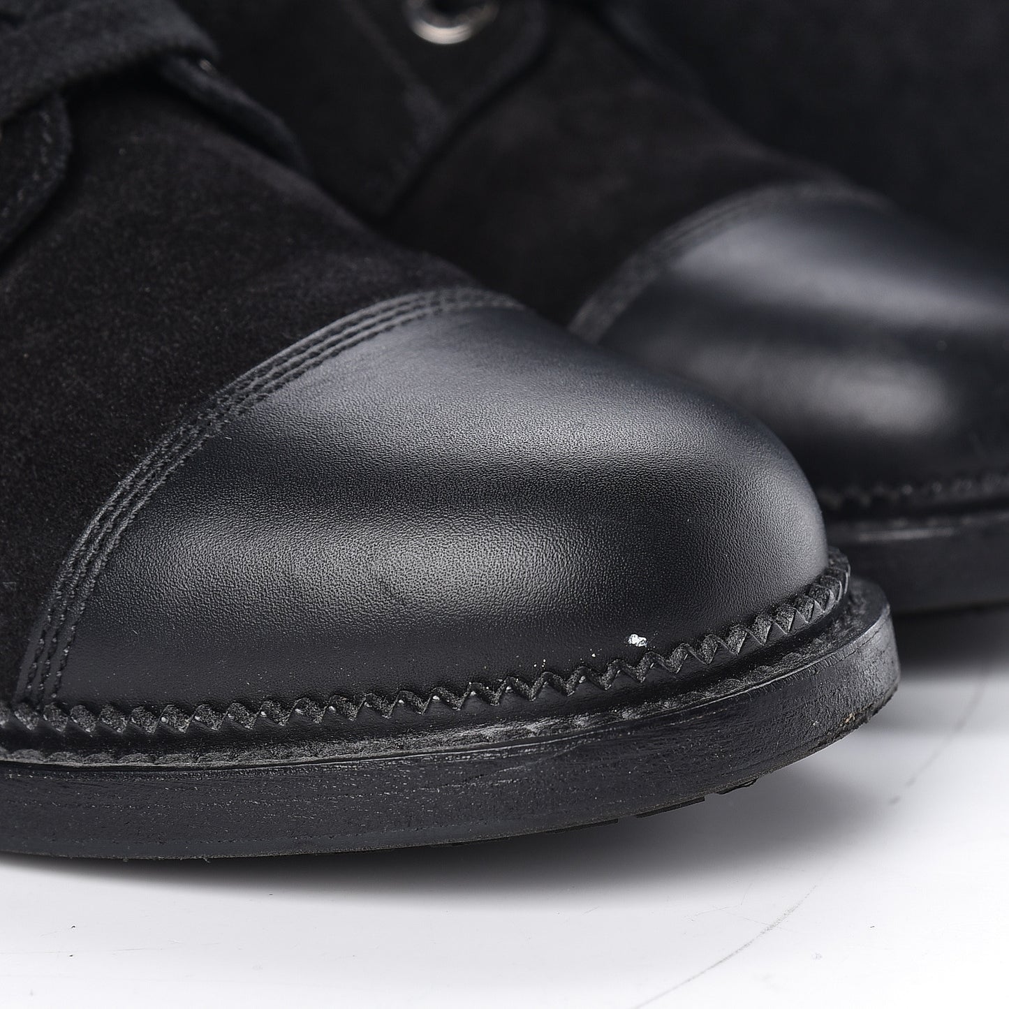 Suede Quilted CC Lace Up Combat Boots 37 Black