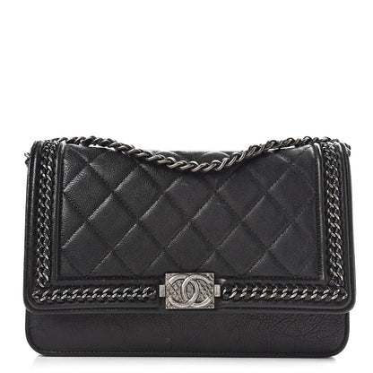 Chanel Calfskin Quilted Chain Around Boy Wallet On Chain WOC Black 1 of 10