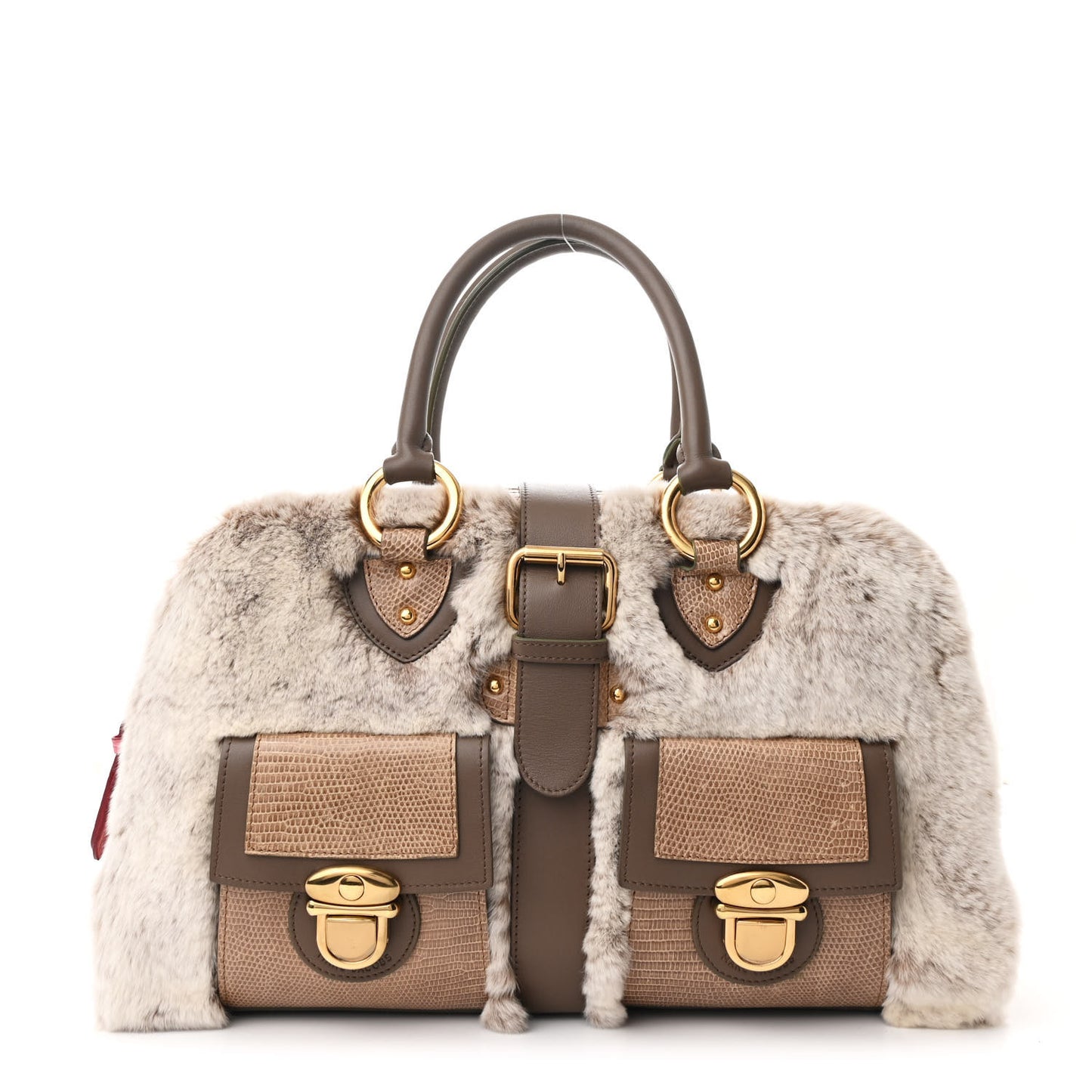 Chinchilla Fur Lizard Venetia Satchel Streak