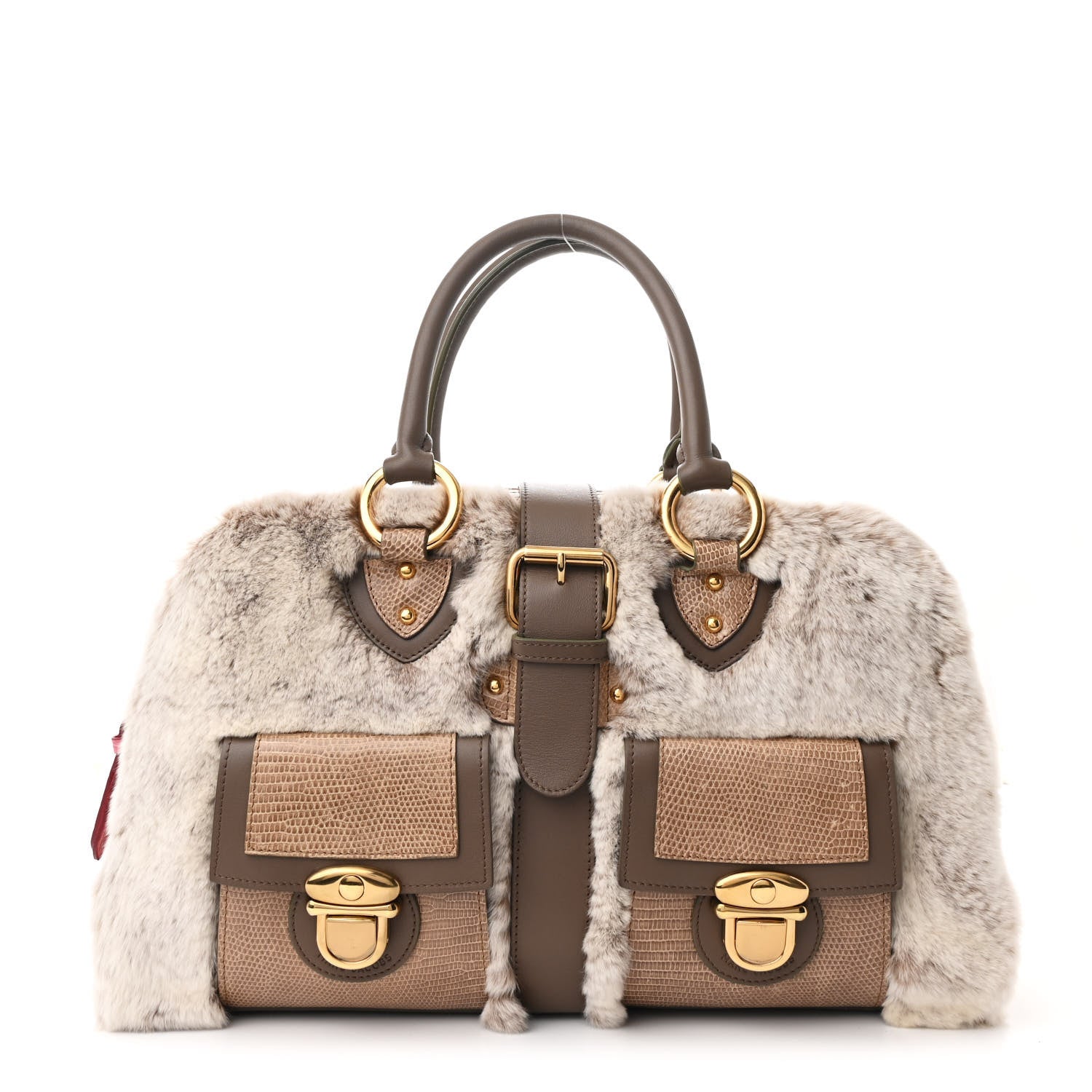 Marc Jacobs Chinchilla Fur Lizard Venetia Satchel Streak 1 of 11