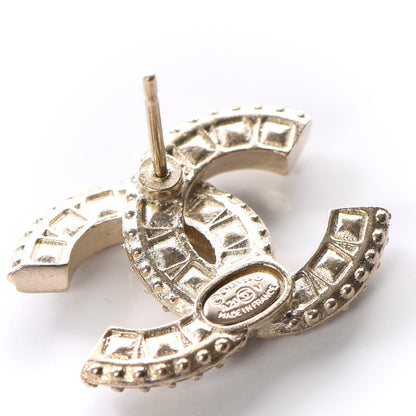 Chanel Crystal Textured CC Earrings Gold 4 of 5