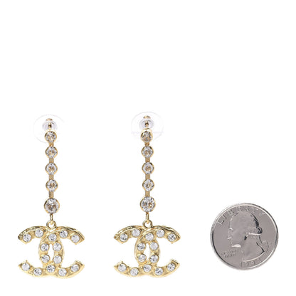 Chanel CC Crystal Drop Earrings Gold 2 of 5