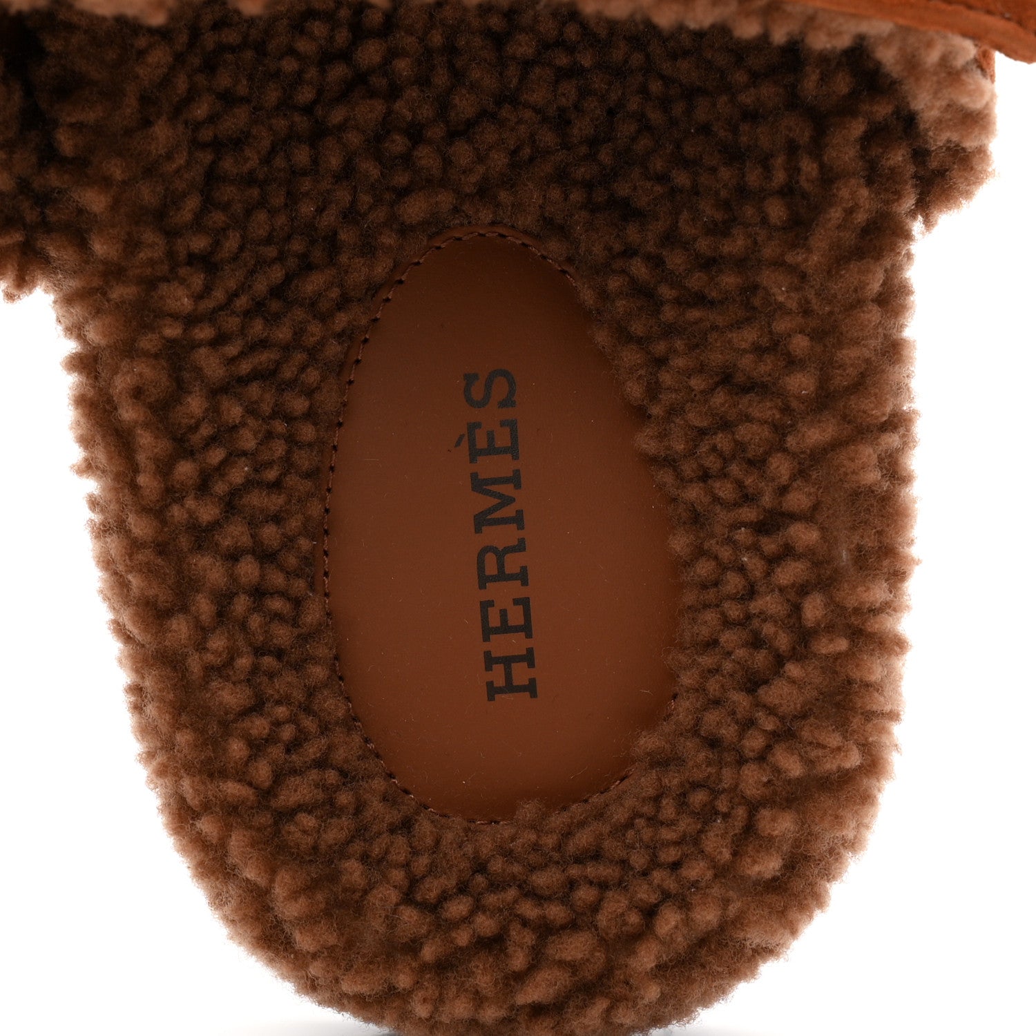 Hermes Suede Goatskin Shearling Womens Chypre Sandals 39 Gold 8 of 8