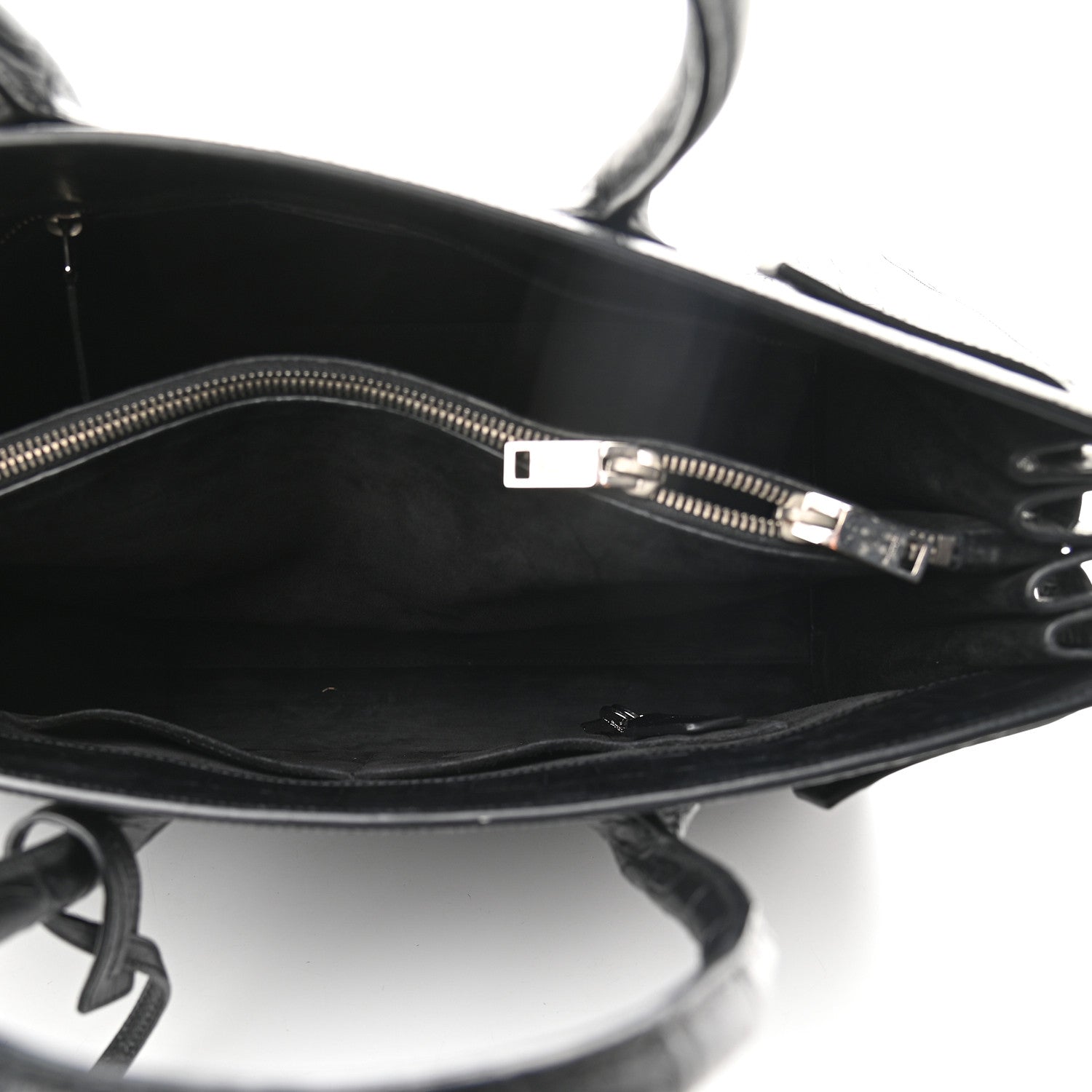 Saint Laurent Calfskin Crocodile Embossed Large Sac De Jour Carryall Black 5 of 9
